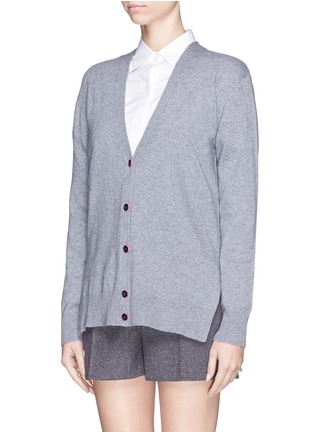 Front View - Click To Enlarge - T BY ALEXANDER WANG - Wool-cashmere neon stripe cardigan