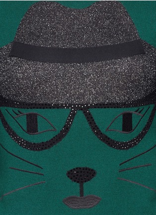 Detail View - Click To Enlarge - ALICE & OLIVIA - Lurex and rhinestone cat sweater