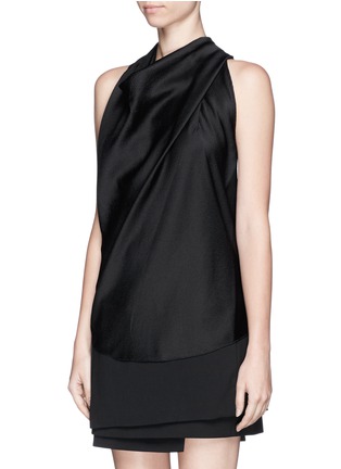 Front View - Click To Enlarge - HELMUT LANG - Cowl neck cloqué sleeveless top 