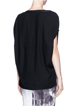 Back View - Click To Enlarge - HELMUT LANG - Leather trim wool blend top