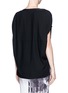 Back View - Click To Enlarge - HELMUT LANG - Leather trim wool blend top