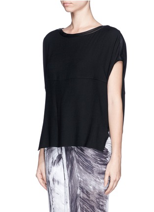 Front View - Click To Enlarge - HELMUT LANG - Leather trim wool blend top