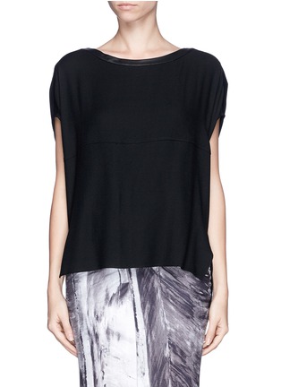 Main View - Click To Enlarge - HELMUT LANG - Leather trim wool blend top