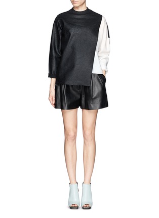Figure View - Click To Enlarge - 3.1 PHILLIP LIM - Pleat leather flare shorts
