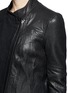 Detail View - Click To Enlarge - HELMUT LANG - Asymmetric hem crumpled lamb leather jacket