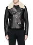 Main View - Click To Enlarge - BALENCIAGA - Detachable shearling collar leather biker jacket
