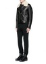 Figure View - Click To Enlarge - BALENCIAGA - Detachable shearling collar leather biker jacket