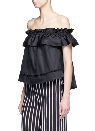 Front View - Click To Enlarge - 72723 - 'Sofia' ruffle poplin off-shoulder top