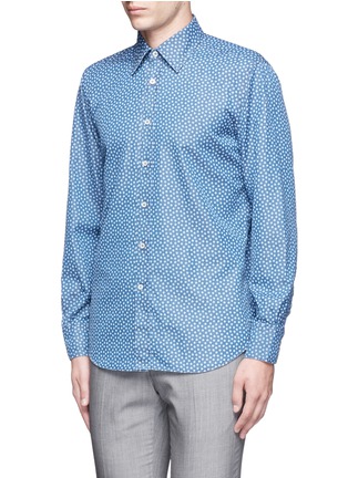Front View - Click To Enlarge - CANALI - Floral print cotton chambray shirt