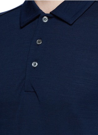 Detail View - Click To Enlarge - CANALI - Fleece wool piqué polo shirt
