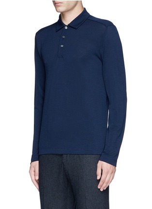 Front View - Click To Enlarge - CANALI - Fleece wool piqué polo shirt