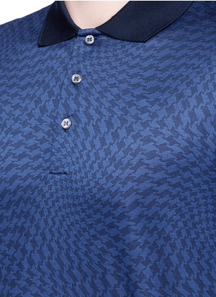 Detail View - Click To Enlarge - CANALI - Houndstooth cotton polo shirt