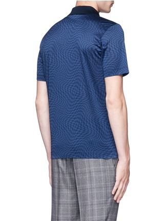 Back View - Click To Enlarge - CANALI - Houndstooth cotton polo shirt