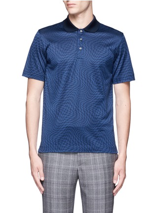 Main View - Click To Enlarge - CANALI - Houndstooth cotton polo shirt