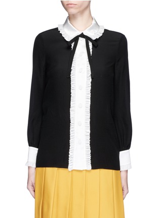 Main View - Click To Enlarge - GUCCI - Ruffle trim pussybow silk shirt