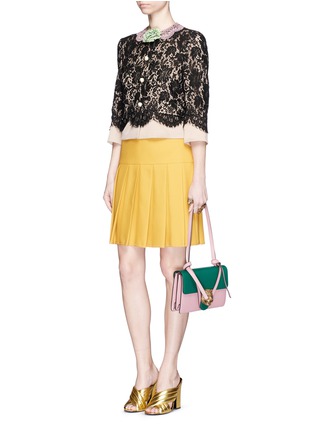 Figure View - Click To Enlarge - GUCCI - Metallic Peter Pan collar lace jacket