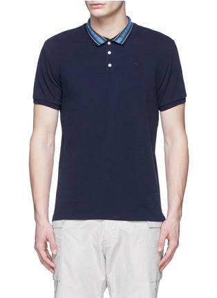 Main View - Click To Enlarge - SCOTCH & SODA - Contrast stripe collar polo shirt