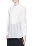 Front View - Click To Enlarge - ERDEM - 'Tabitha' crepe bib panel floral lace shirt