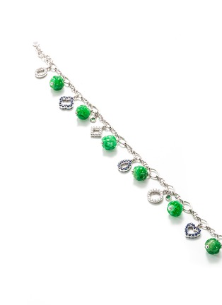 Figure View - Click To Enlarge - SAMUEL KUNG - Diamond sapphire jade charm 18k White Gold bracelet