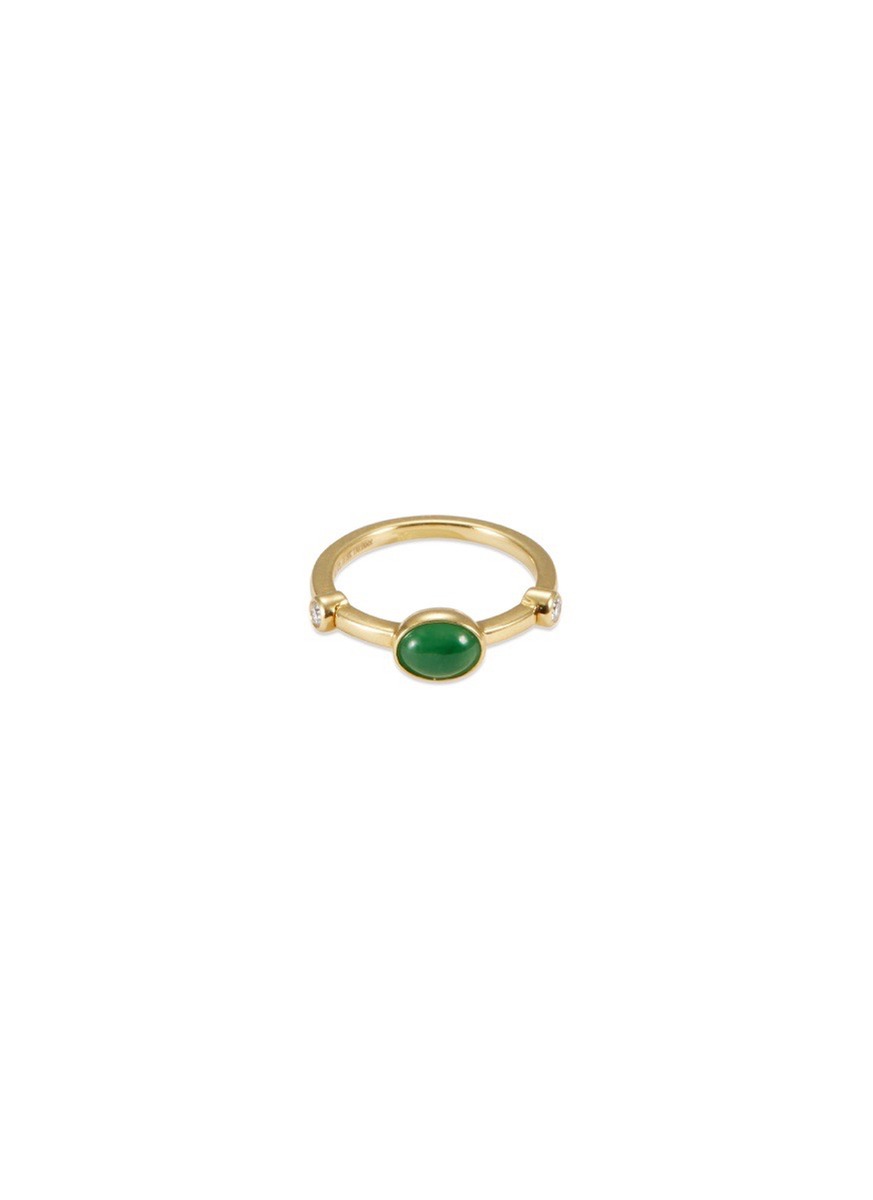 Diamond jadeite 18k yellow gold ring