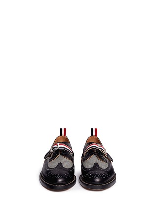 Front View - Click To Enlarge - THOM BROWNE  - Glen plaid and leather longwing Derbies