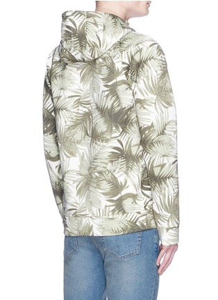 Back View - Click To Enlarge - SCOTCH & SODA - Palm leaf print neoprene zip hoodie