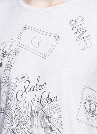 Detail View - Click To Enlarge - SCOTCH & SODA - Graphic print fringe hem festival T-shirt