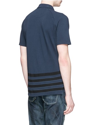 Back View - Click To Enlarge - DENHAM - 'Joey' raglan sleeve stripe polo T-shirt
