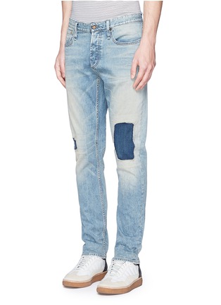 Front View - Click To Enlarge - DENHAM - 'Razor' patchwork selvedge denim jeans