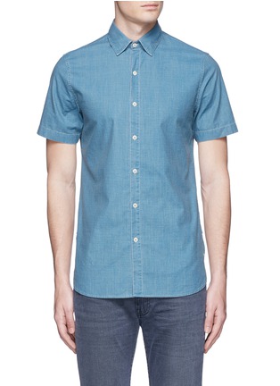 Main View - Click To Enlarge - DENHAM - 'Aures' aged cotton chambray shirt