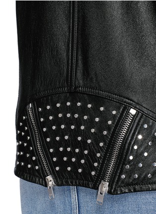 Detail View - Click To Enlarge - SAINT LAURENT - Stud collar oversize leather motorcyle jacket