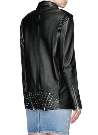 Back View - Click To Enlarge - SAINT LAURENT - Stud collar oversize leather motorcyle jacket