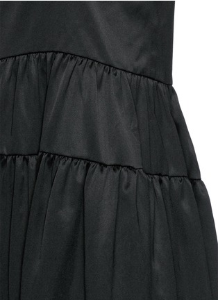 Detail View - Click To Enlarge - SAINT LAURENT - Beaded strap tiered silk satin dress
