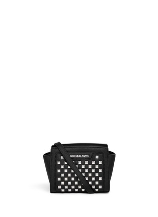 Main View - Click To Enlarge - MICHAEL KORS - 'Selma' mini stud saffiano leather messenger bag