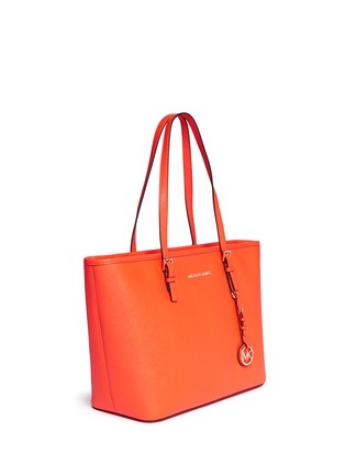 Front View - Click To Enlarge - MICHAEL KORS - 'Jet Set Travel' saffiano leather top zip tote