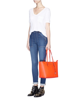 Figure View - Click To Enlarge - MICHAEL KORS - 'Jet Set Travel' saffiano leather top zip tote