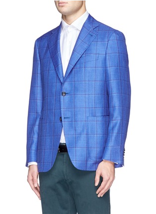 Front View - Click To Enlarge - CANALI - Check wool-silk blazer