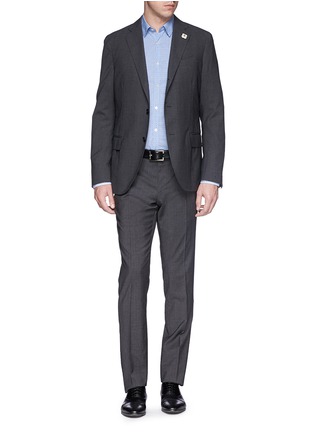 Figure View - Click To Enlarge - CANALI - Double check cotton poplin shirt