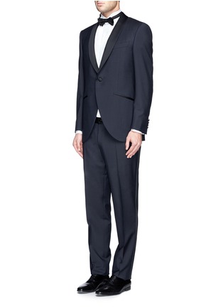 Figure View - Click To Enlarge - CANALI - Satin shawl lapel tuxedo suit