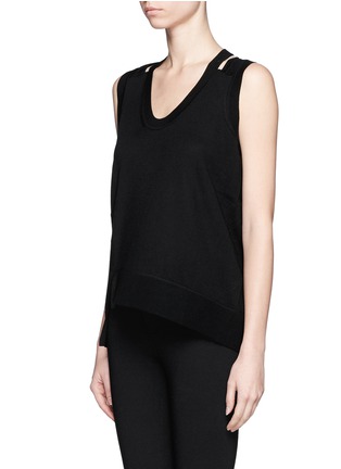 Front View - Click To Enlarge - ALEXANDER WANG - Contrast mesh stripe milano knit sleeveless top
