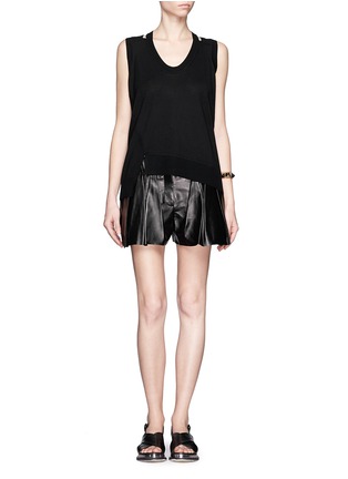Figure View - Click To Enlarge - ALEXANDER WANG - Contrast mesh stripe milano knit sleeveless top