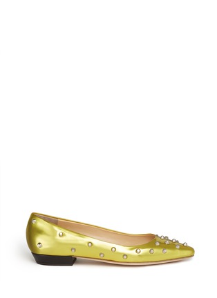 Main View - Click To Enlarge - 73426 - Stud metallic leather flats