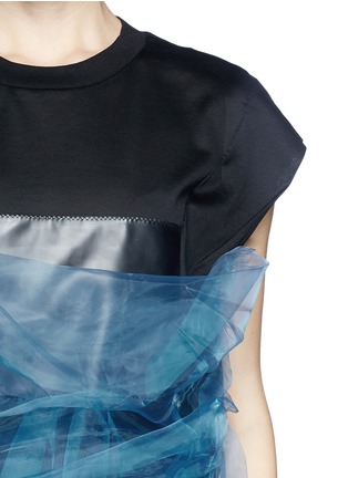 Detail View - Click To Enlarge - TOGA ARCHIVES - Ruffle chiffon leather panel T-shirt