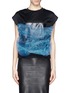 Main View - Click To Enlarge - TOGA ARCHIVES - Ruffle chiffon leather panel T-shirt