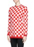 Front View - Click To Enlarge - NO.21 - Racer check lamb virgin wool sweater