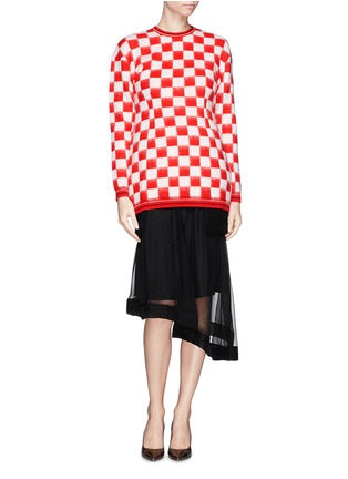 Figure View - Click To Enlarge - NO.21 - Racer check lamb virgin wool sweater