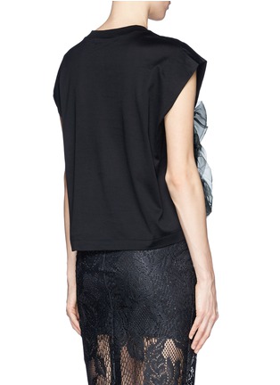 Back View - Click To Enlarge - TOGA ARCHIVES - Ruffle chiffon leather panel T-shirt