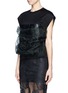 Front View - Click To Enlarge - TOGA ARCHIVES - Ruffle chiffon leather panel T-shirt