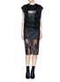 Figure View - Click To Enlarge - TOGA ARCHIVES - Ruffle chiffon leather panel T-shirt