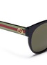 Detail View - Click To Enlarge - GUCCI - Glitter web stripe temple acetate round sunglasses